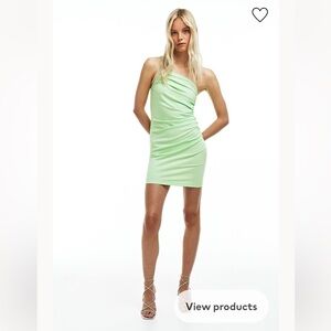 H&M One-Shoulder Light Green Dress